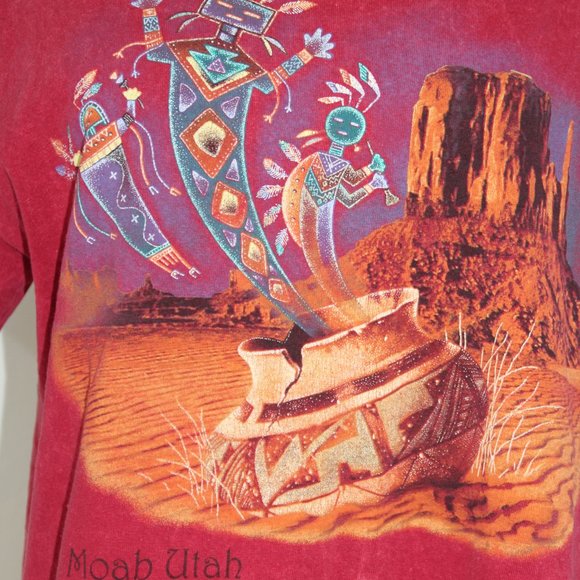 Vintage Y2K Adult Shirt The Mountain Native American Red Tie Dye Distressed Lg - Picture 4 of 8